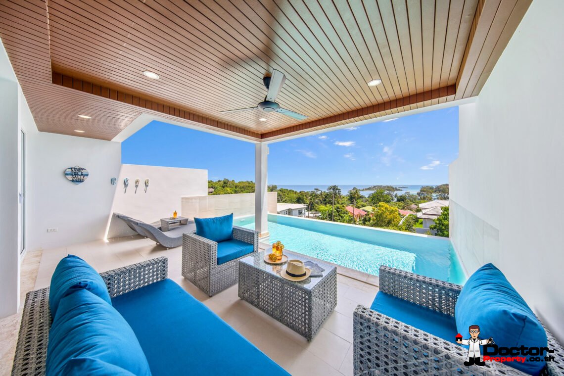 3 Bedroom Semi-Detached Pool Villa with Sea View  in Choeng Mon, Koh Samui – For Sale